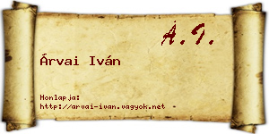 Árvai Iván névjegykártya