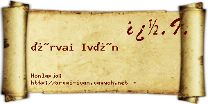 Árvai Iván névjegykártya